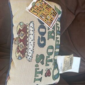 MacKenzie-Childs Teal and Brown Accent Pillow